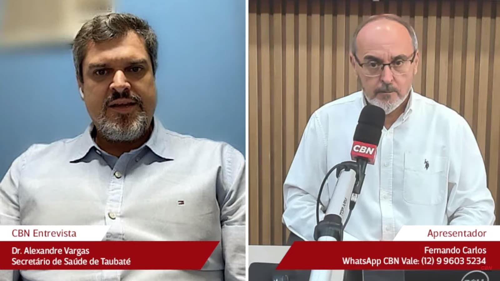 Secretário de Saúde de Taubaté, Dr. Alexandre Vargas, em entrevista ao Jornal CBN Vale 1ª Edição desta sexta-feira, dia 12 de julho de 2024