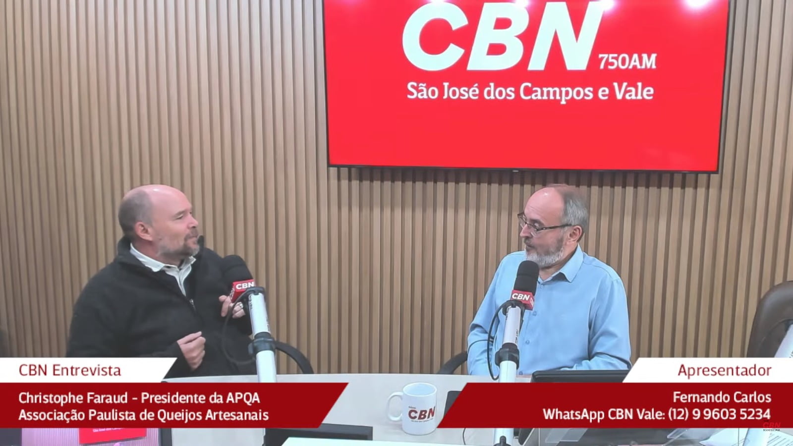 Christophe Faraud, presidente da APQA (Associação Paulista de Queijos Artesanais) em entrevista ao Jornal CBN Vale 1ª Edição