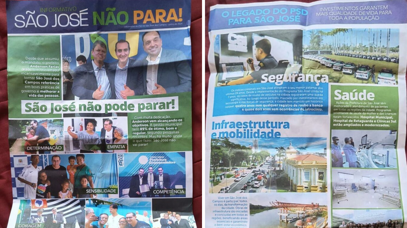 jornal da Prefeitura de São José dos Campos apontado como campanha antecipada