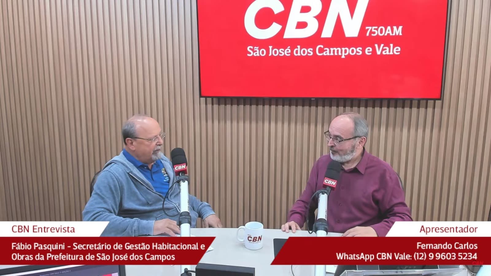Secretário de Gestão Habitacional e Obras da Prefeitura de São José dos Campos, Fábio Pasquini, em entrevista ao jornal CBN Vale 1ª Edição