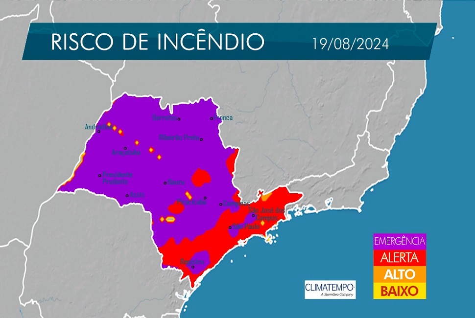 Com tempo seco, Vale volta ao mapa de risco de incêndio