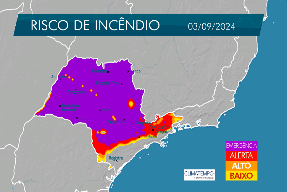 Defesa Civil faz novo alerta para risco de incêndios no Vale do Paraíba