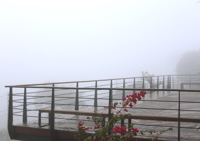 Semana começa com nova frente fria no Vale do Paraíba; veja a previsão. Na foto, deck do Banhado, em São José dos Campos, com neblina, em um dia de inverno.