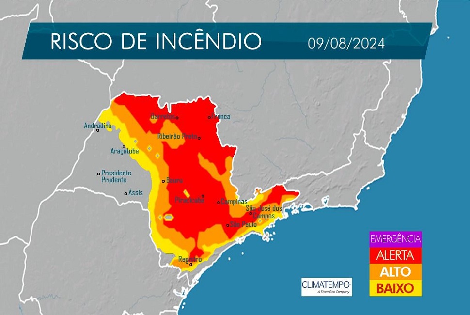 Vale volta ao risco de incêndio devido ao tempo seco, diz Defesa Civil