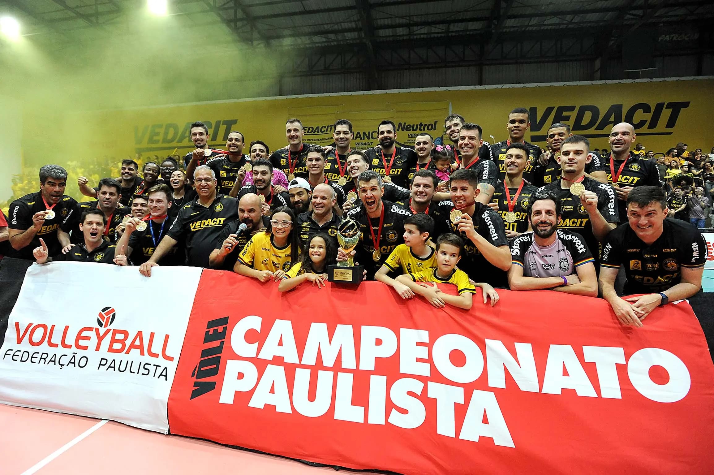 Guarulhos conquistou o Campeonato Paulista de Vôlei em 2023. Foto: Rosana Naggar/FPV