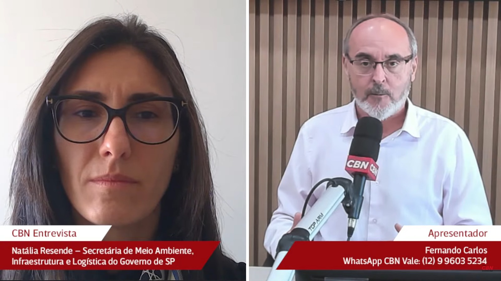 Secretária de Meio Ambiente, Infraestrutura e Logística do Governo do Estado de São Paulo, Natália Resende, em entrevista Jornal CBN Vale 1ª Edição desta terça-feira (6).