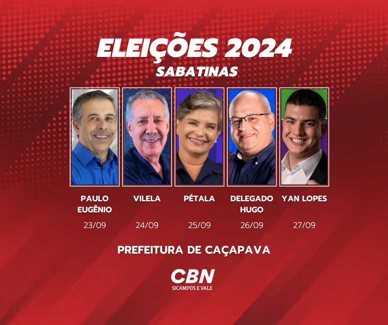 CBN Vale promove sabatinas com os candidatos à Prefeitura de Caçapava