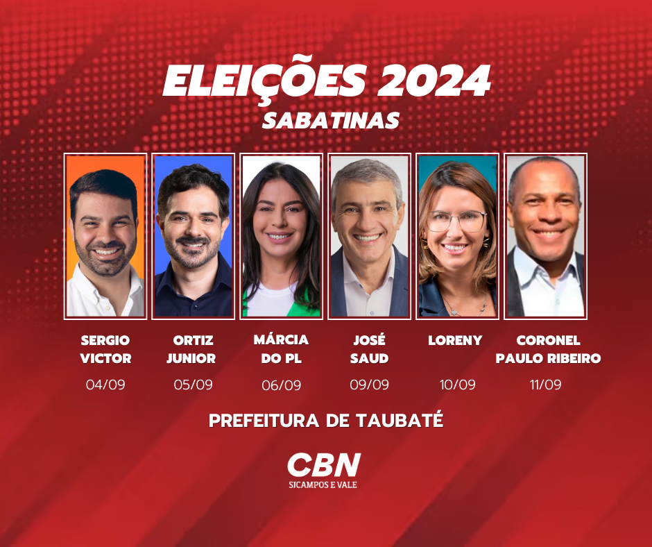 CBN Vale promove sabatinas com os candidatos à prefeitura de Taubaté - Fotos ReproduçãoRedes sociais