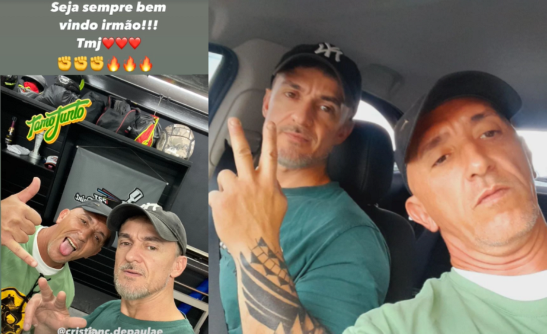Em saidinha, Cristian Cravinhos reencontra irmão e posta foto nas redes