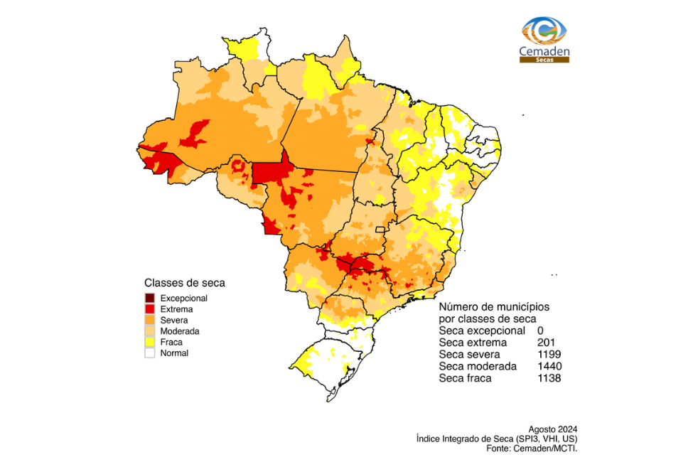 Vale tem cidades em alerta para seca severa e moderada; veja lista do Cemaden