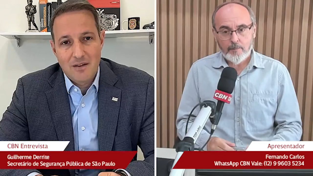 Guilherme Derrite em entrevista ao Jornal CBN Vale 1ª Edição desta segunda-feira (23)