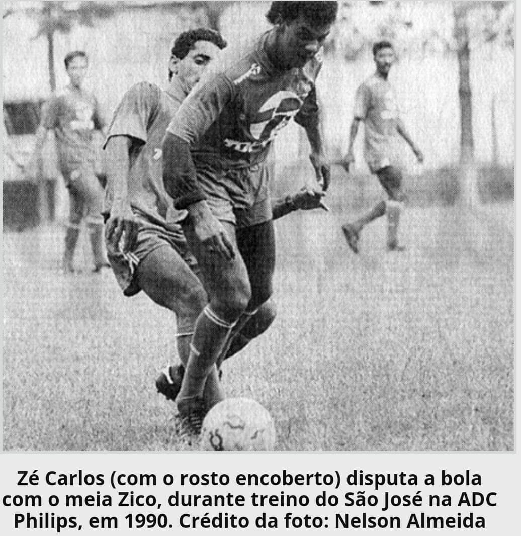 Registro de Zé Carlos durante treinamento em 1990 pelo São José EC