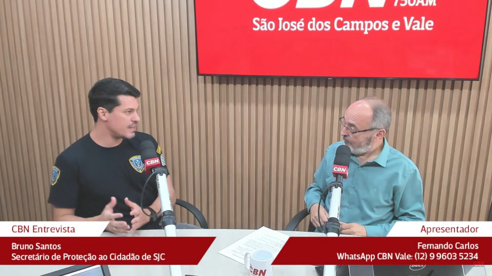 Secretário de Proteção ao Cidadão de SJC, Bruno Santos, em entrevista ao Jornal CBN Vale 1ª Edição desta sexta-feira (4)