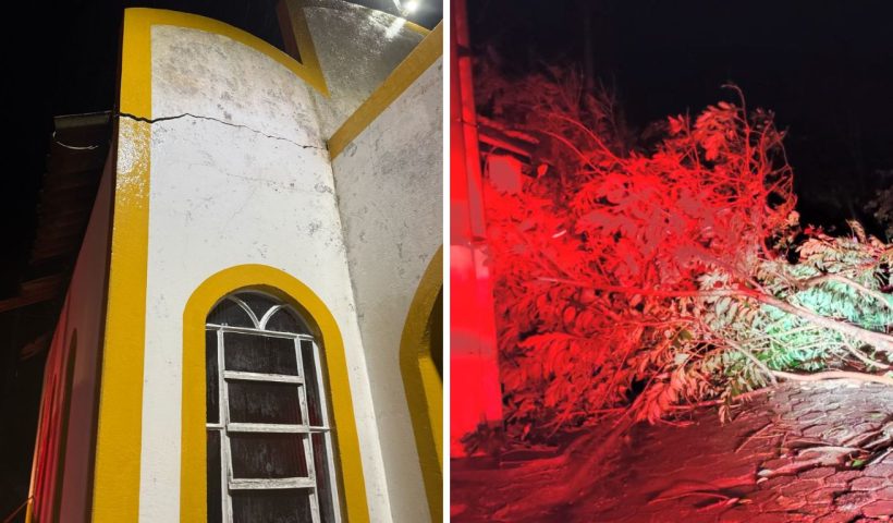 Chuva forte causa estragos e deixa desalojados em cidade do Vale Histórico