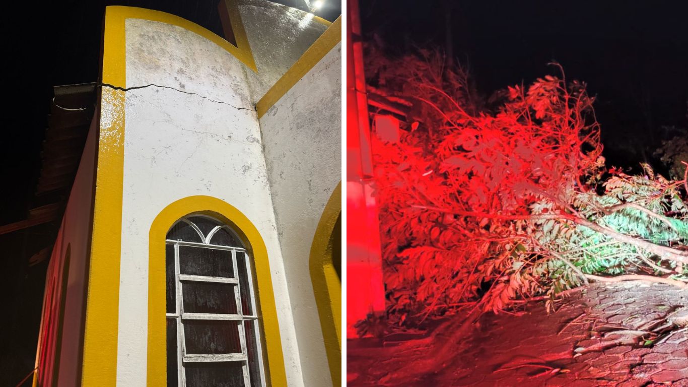 Chuva forte causa estragos e deixa desalojados em cidade do Vale Histórico