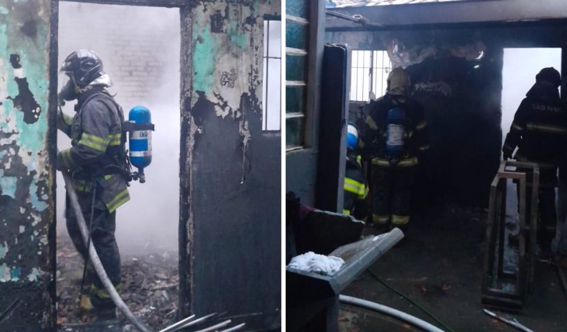 Incêndio em gráfica localizada na Rua Sergipe, no bairro Vila São Pedro, zona central de São José dos Campos