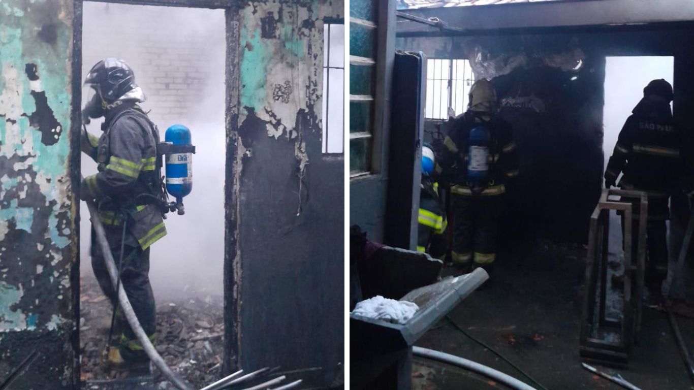 Incêndio em gráfica localizada na Rua Sergipe, no bairro Vila São Pedro, zona central de São José dos Campos