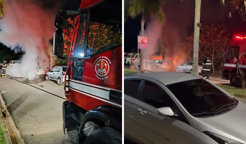 Incêndio em Kombi assusta moradores no bairro Itaguá, em Ubatuba