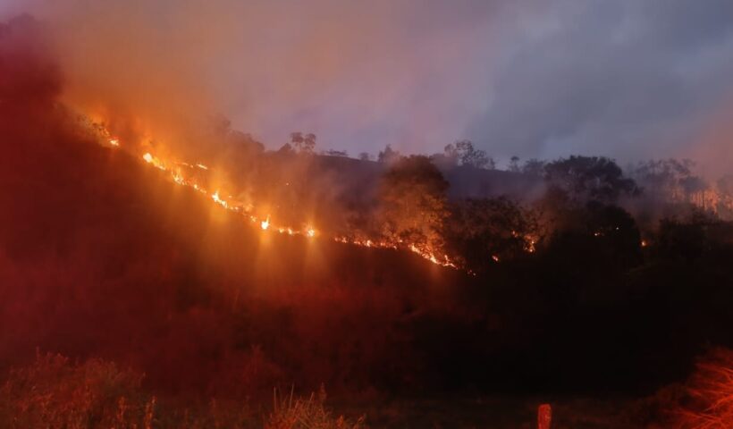 Bombeiros voltam a combater incêndio em área de mata de Caraguá