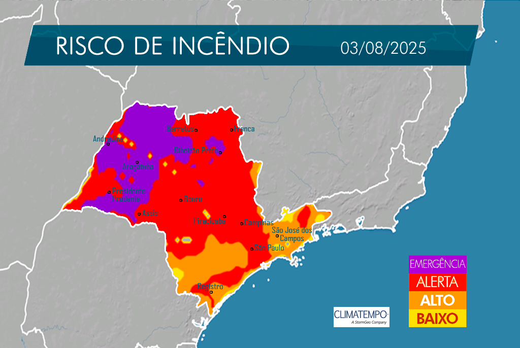 Cidades do Vale entram em alerta máximo para incêndios neste domingo (3)