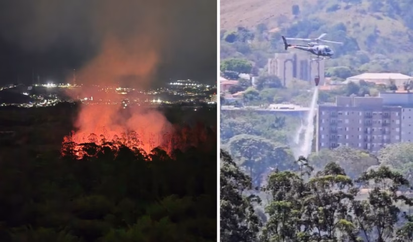 Corpo de Bombeiros combate incêndio em área de mata no Banhado