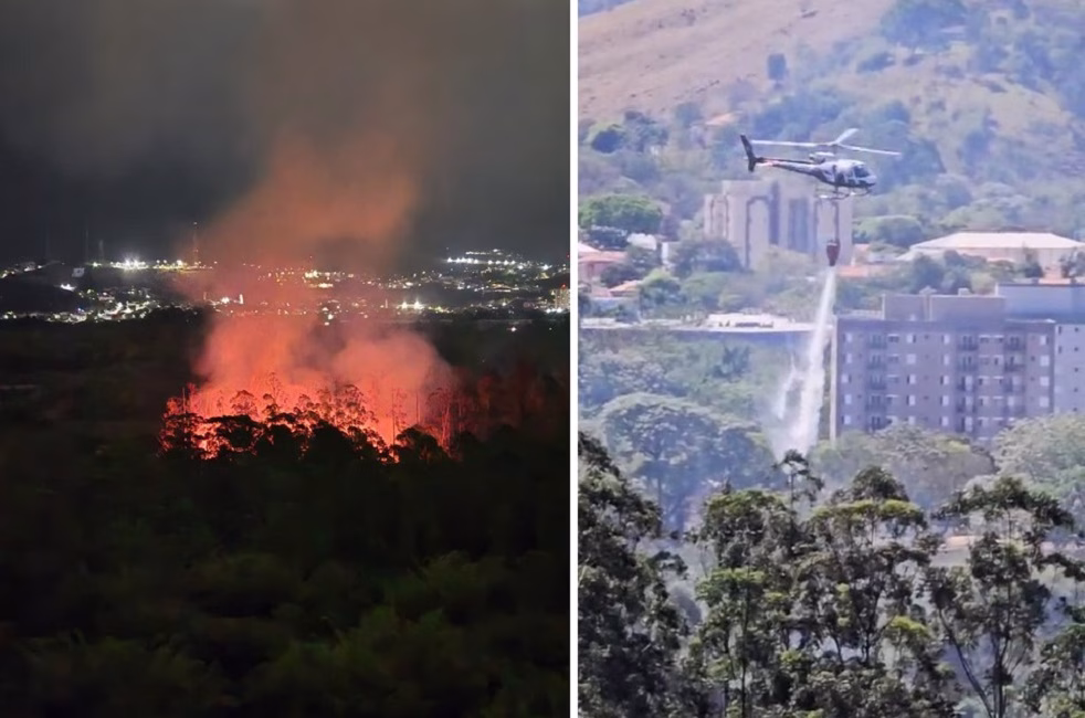 Corpo de Bombeiros combate incêndio em área de mata no Banhado