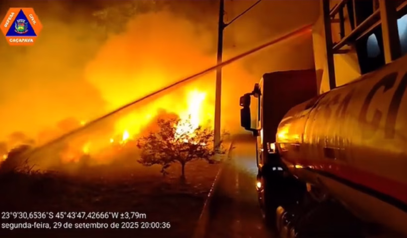 Defesa Civil combate incêndio em Caçapava que já dura mais de 16 horas