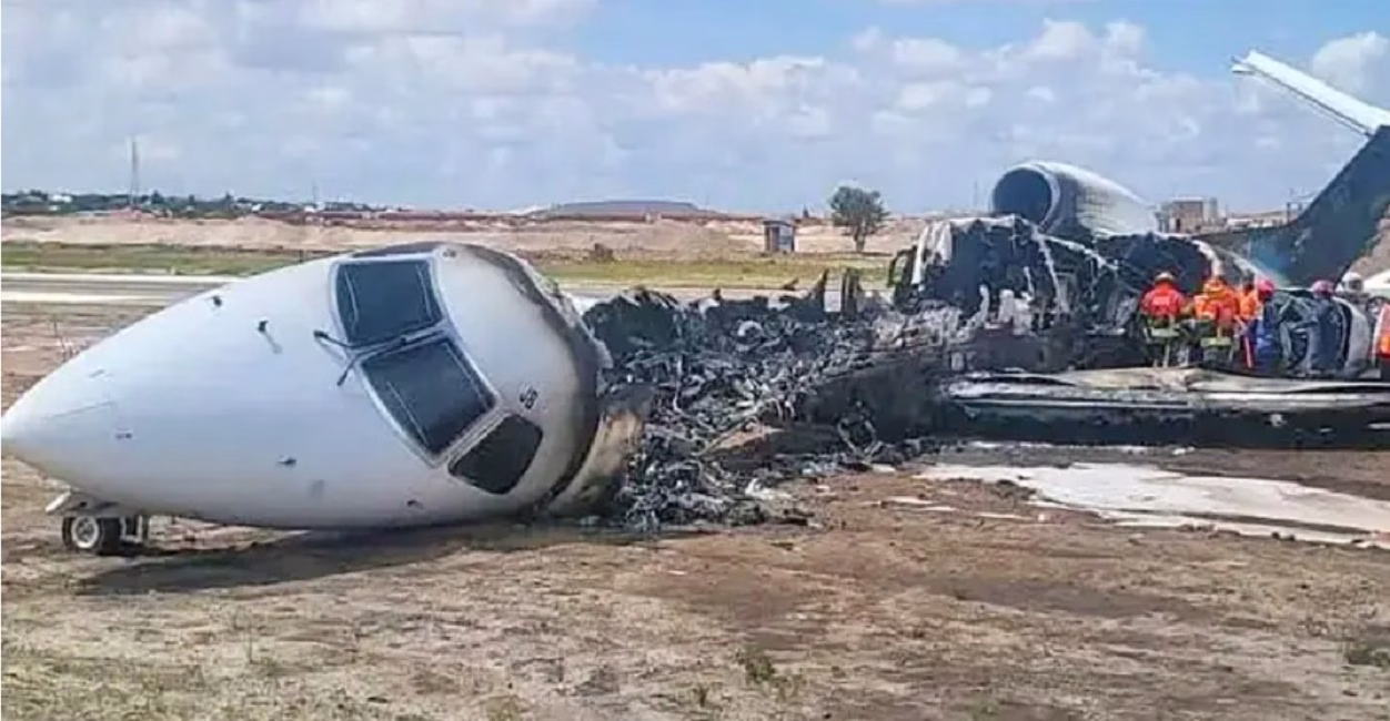 VÍDEO: Jato Embraer com equipe que iria apurar tragédia em mina pega fogo no Congo