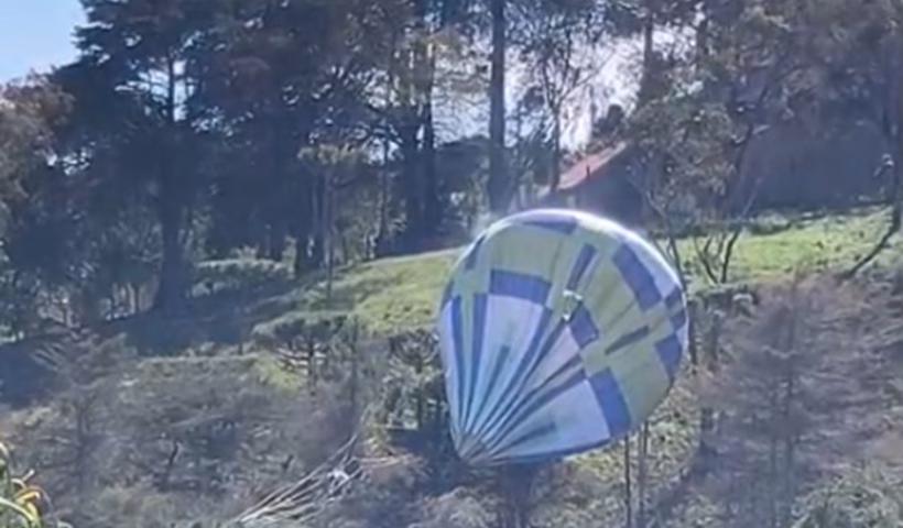 Queda de balão provoca princípio de incêndio em Campos do Jordão