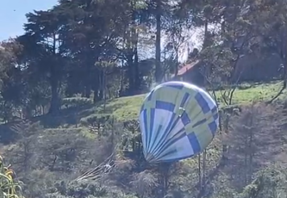 Queda de balão provoca princípio de incêndio em Campos do Jordão