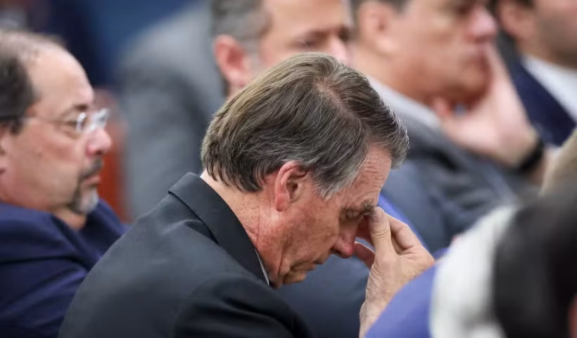 Jair Bolsonaro, ex-presidente, durante interrogatório no STF — Foto: Gustavo Moreno/STF