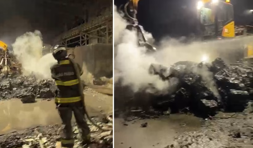 Incêndio atinge galpão de reciclagem em Pindamonhangaba