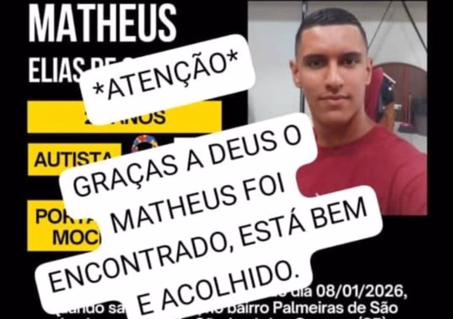 Jovem autista é encontrado com vida após mobilização em São José dos Campos