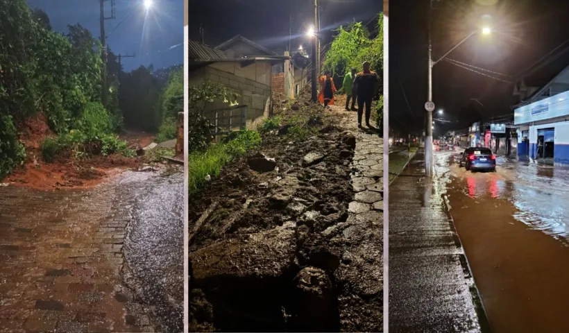 Com mais de 45 mm em 24 horas, chuva provoca alagamentos, deslizamentos e interdições em Campos do Jordão