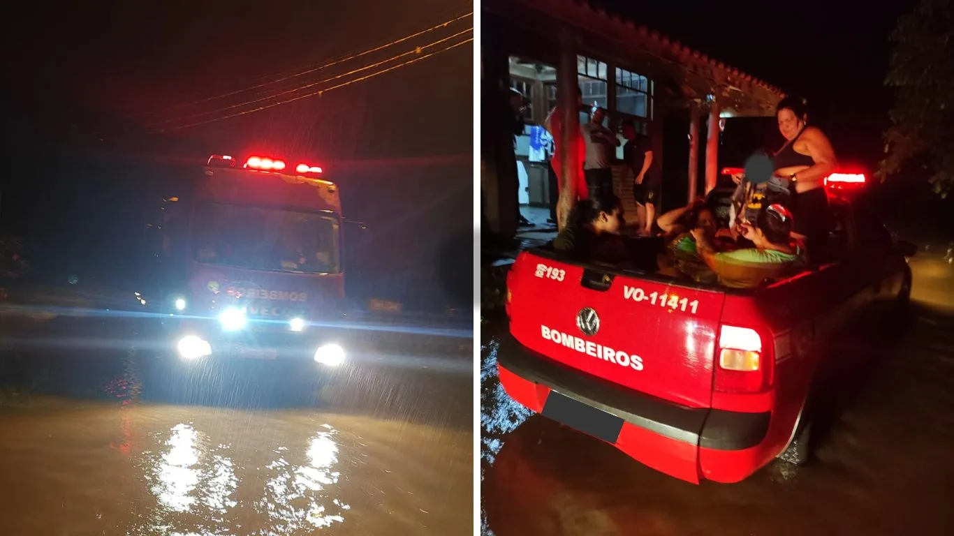 Bombeiros resgatam sete pessoas ilhadas em área alagada na praia de Ubatuba