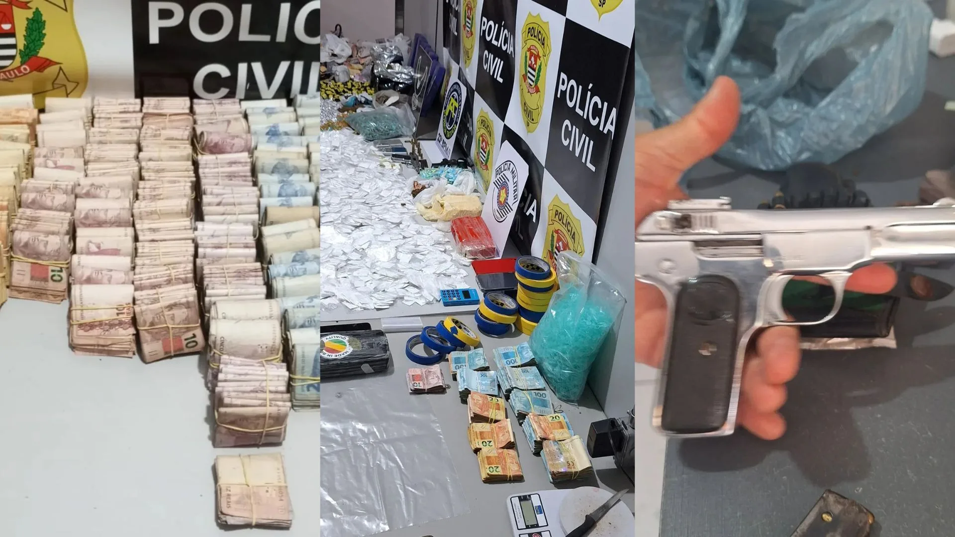 Megaoperação apreende mais de 13 kg de drogas, arma e R$ 158 mil no Vale do Paraíba