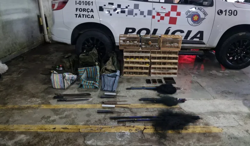 PM prende pai e filho com 32 aves e redes de caça em SJC