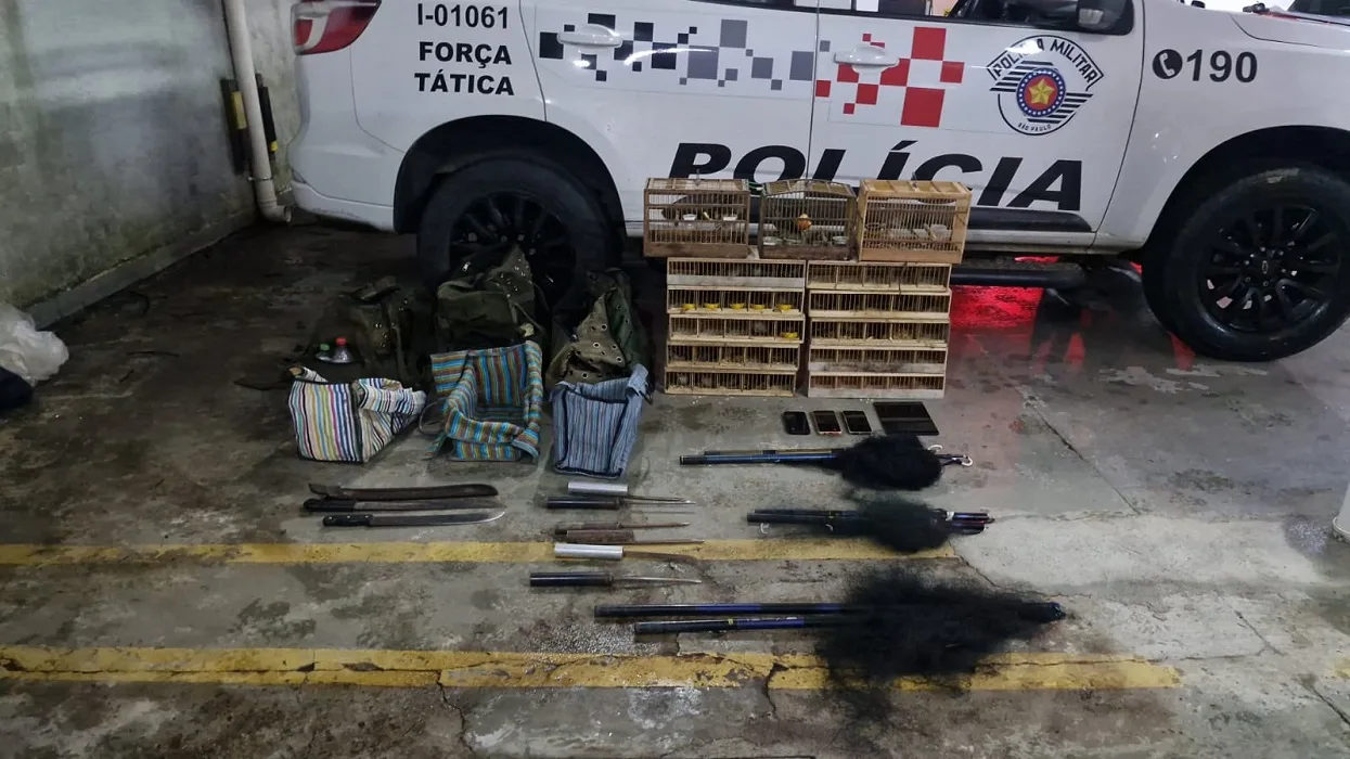 PM prende pai e filho com 32 aves e redes de caça em SJC