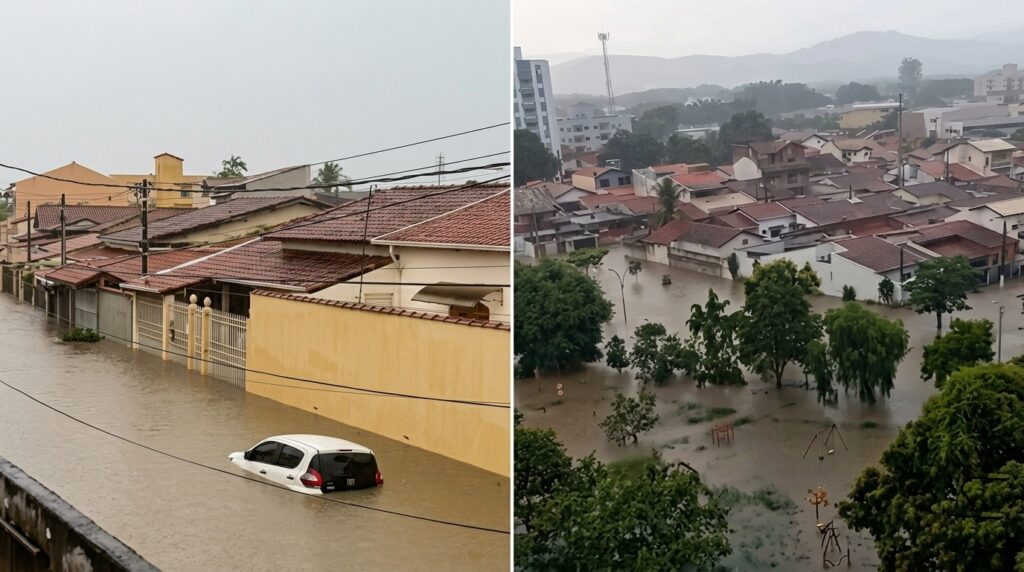 Chuva forte causa alagamentos em cidades do Vale do Paraíba
