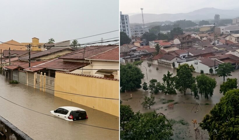 Chuva forte causa alagamentos em cidades do Vale do Paraíba