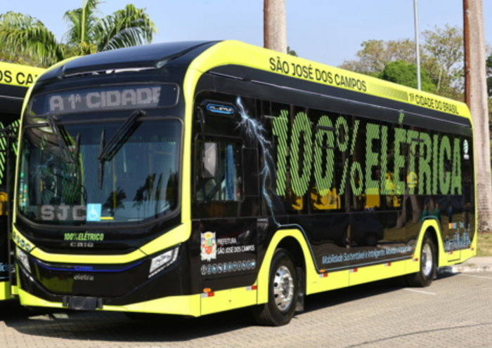 ônibus da nova frota elétrica de São José dos Campos