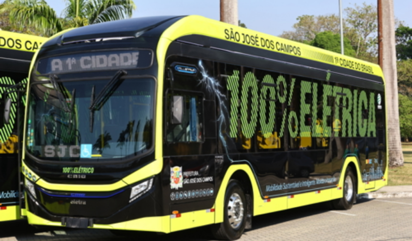 ônibus da nova frota elétrica de São José dos Campos
