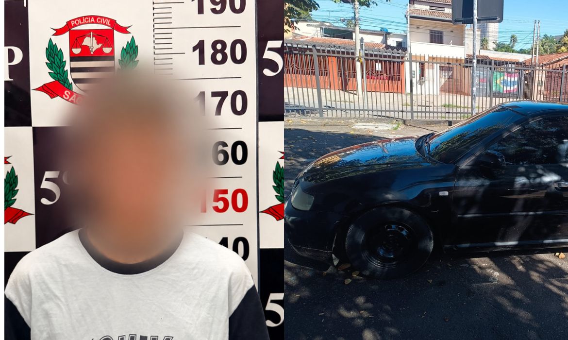 adolescente e o carro usado no atropelamento