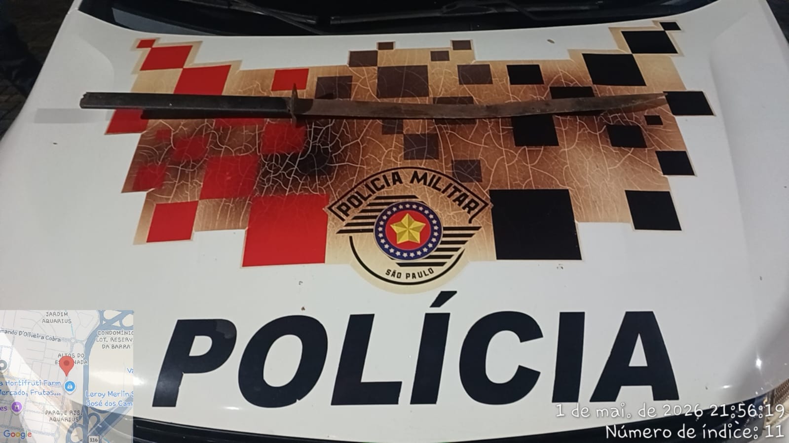 espada utilizada em crime de violência doméstica em São José dos Campos