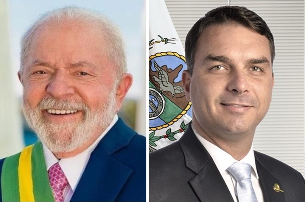 lula e flávio bolsonado em capa de matéria sobre Pesquisa Quaest