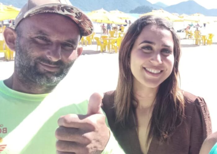 O encontro entre ambos aconteceu na Praia da Maranduba, em Ubatuba