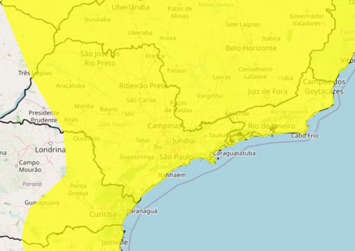 INMET emite alerta de tempestade para o Vale do Paraíba e regiões de São Paulo nesta sexta (12), com risco de chuva e ventos de até 100 km/h.