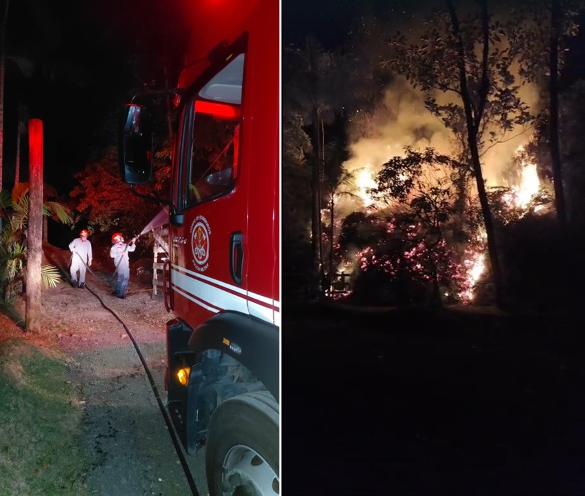 Incêndio em vegetação atinge Morro do Santo Antônio, em Caraguá