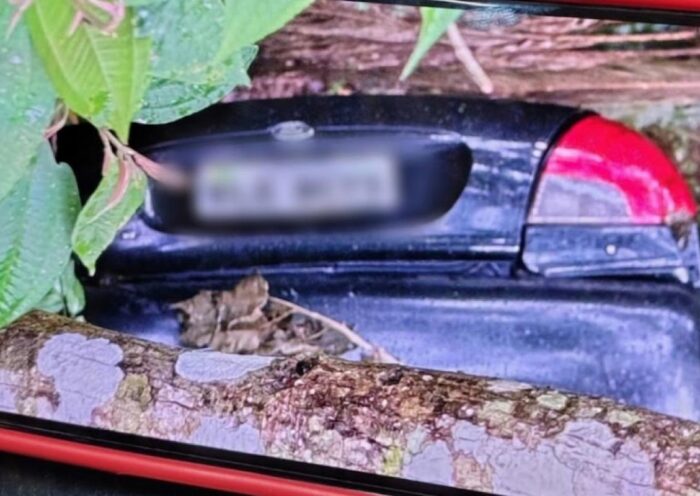 carro estava em uma ribanceira às margens da Estrada Vereador Pedro David, em São Francisco Xavier