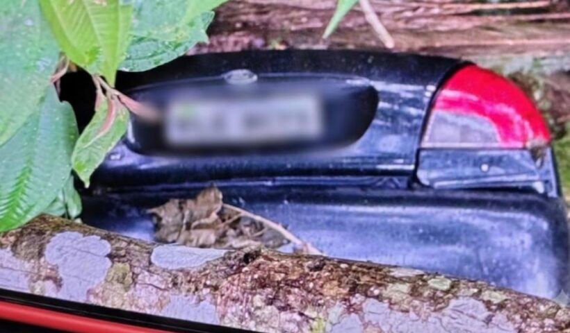 carro estava em uma ribanceira às margens da Estrada Vereador Pedro David, em São Francisco Xavier